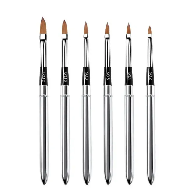 Hovedbilde Profesjonelt penselsett for negledesign – 6 deler i metall