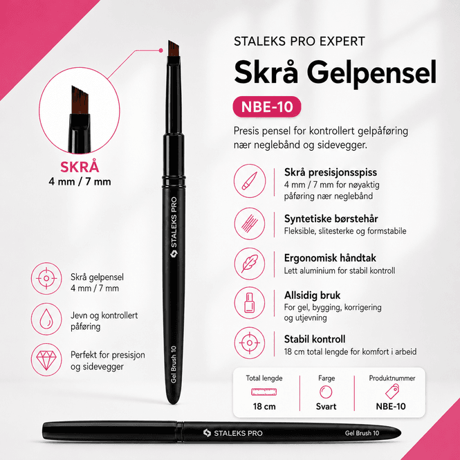 Hovedbilde Staleks Pro Expert Skrå Gelpensel 4 mm / 7 mm (NBE-10)