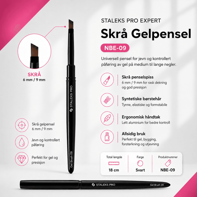 Hovedbilde Staleks Pro Expert Skrå Gelpensel 6/9 mm (NBE-09)