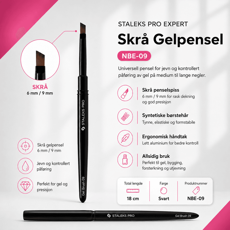 Staleks Pro Expert Skrå Gelpensel 6/9 mm (NBE-09)