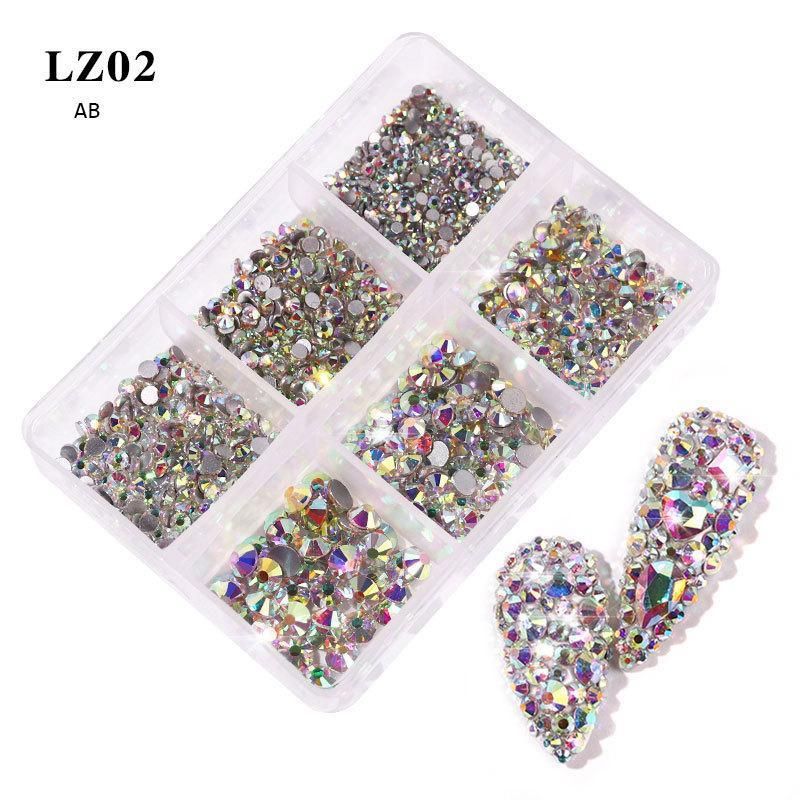 Rhinestones til negler – AB Mix i 6 størrelser (LZ02)