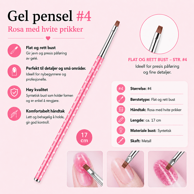 Hovedbilde Rosa gel pensel  #4 