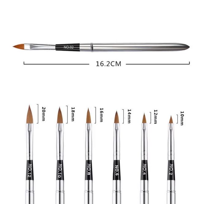Hovedbilde Profesjonelt penselsett for negledesign – 6 deler i metall